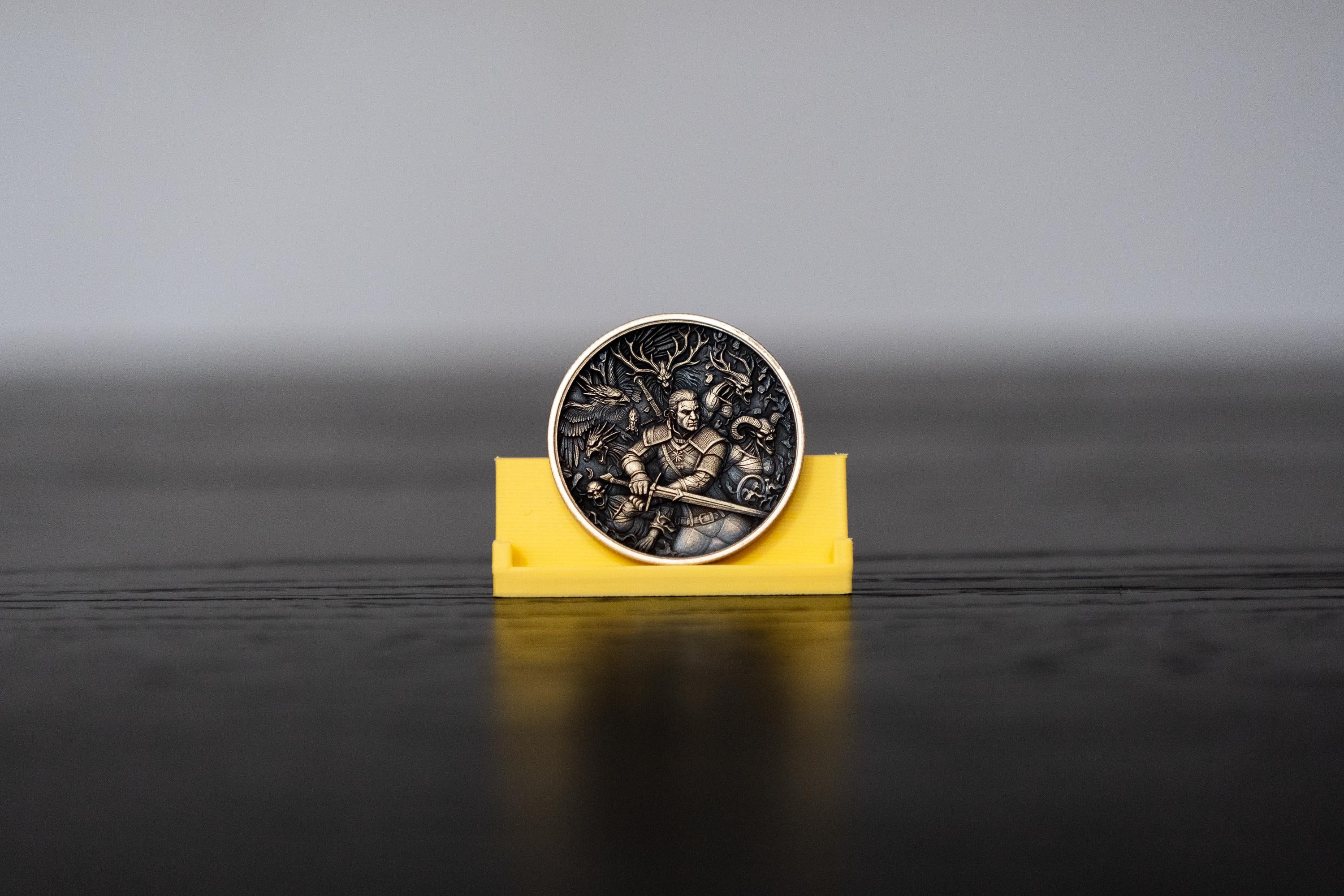 Witcher Medallion Coin | Double-Sided Wolf Token, Fantasy Collectible