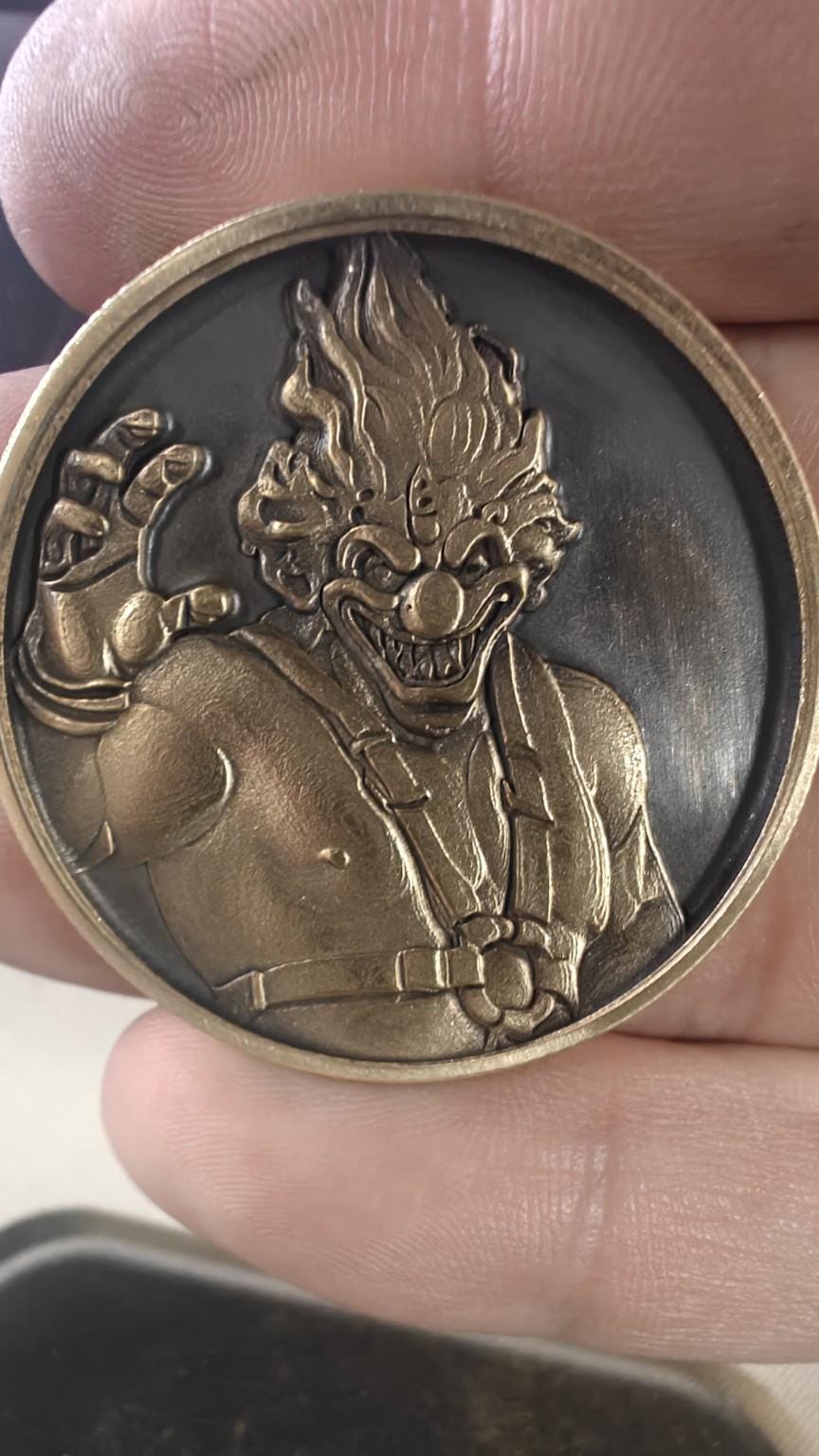 Dark Clown Ice Cream Truck Coin | Post-Apocalyptic Villain Collectible | Dual-Sided Fantasy Coin | 40mm Bronze Finish