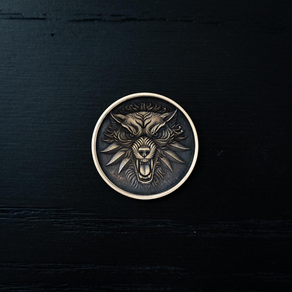 Witcher Medallion Coin | Double-Sided Wolf Token, Fantasy Collectible