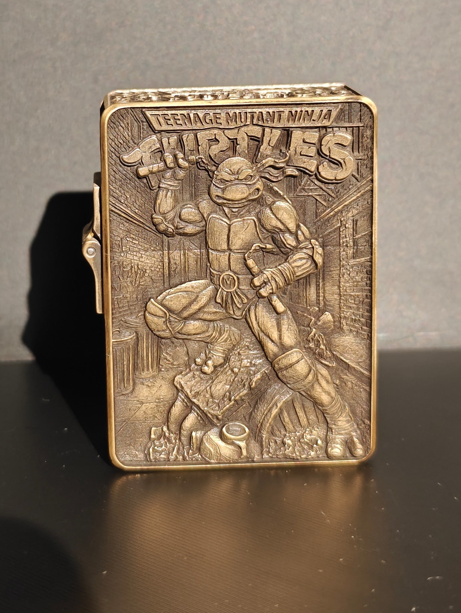 Hand Engraved Brass Martial Arts Reptile Lighter | Detailed Sewer Warrior Collectible | Antique Finish Metal Art | Refillable Gift