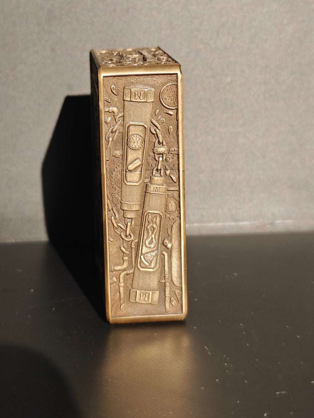 Hand Engraved Brass Martial Arts Reptile Lighter | Detailed Sewer Warrior Collectible | Antique Finish Metal Art | Refillable Gift