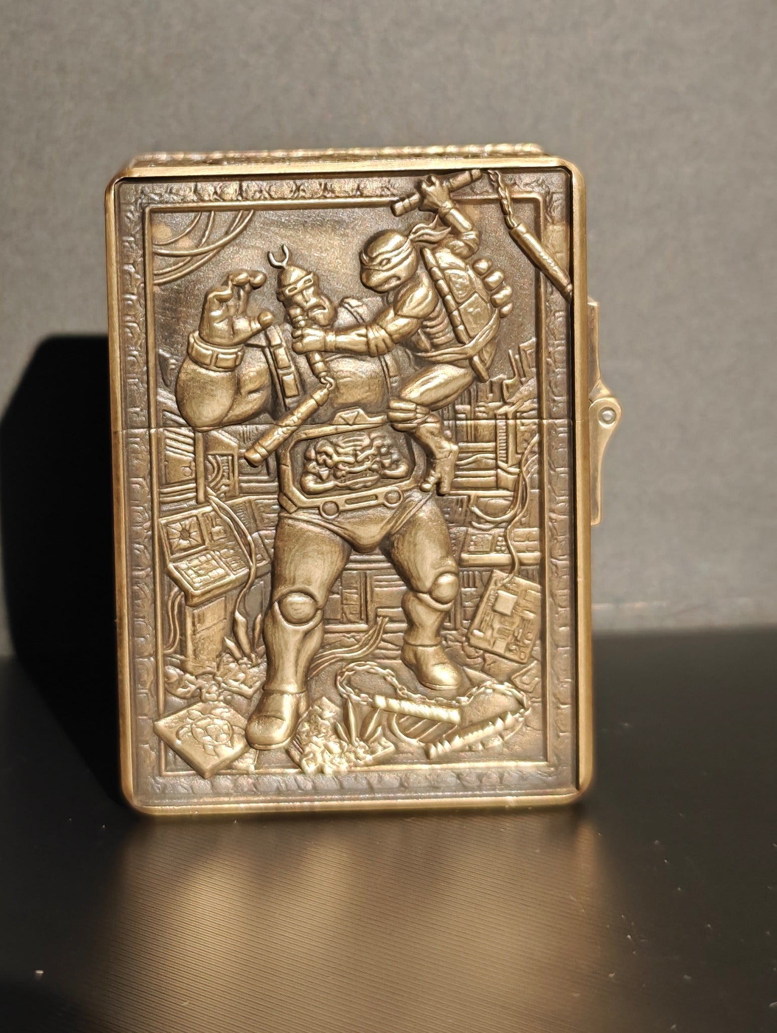 Hand Engraved Brass Martial Arts Reptile Lighter | Detailed Sewer Warrior Collectible | Antique Finish Metal Art | Refillable Gift