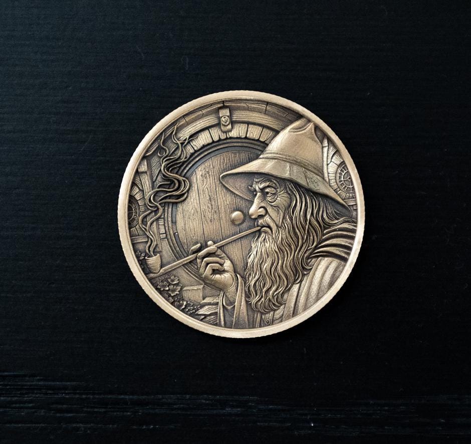 Lord of the Rings Collectible Coin | Gandalf & Frodo Bronze Token