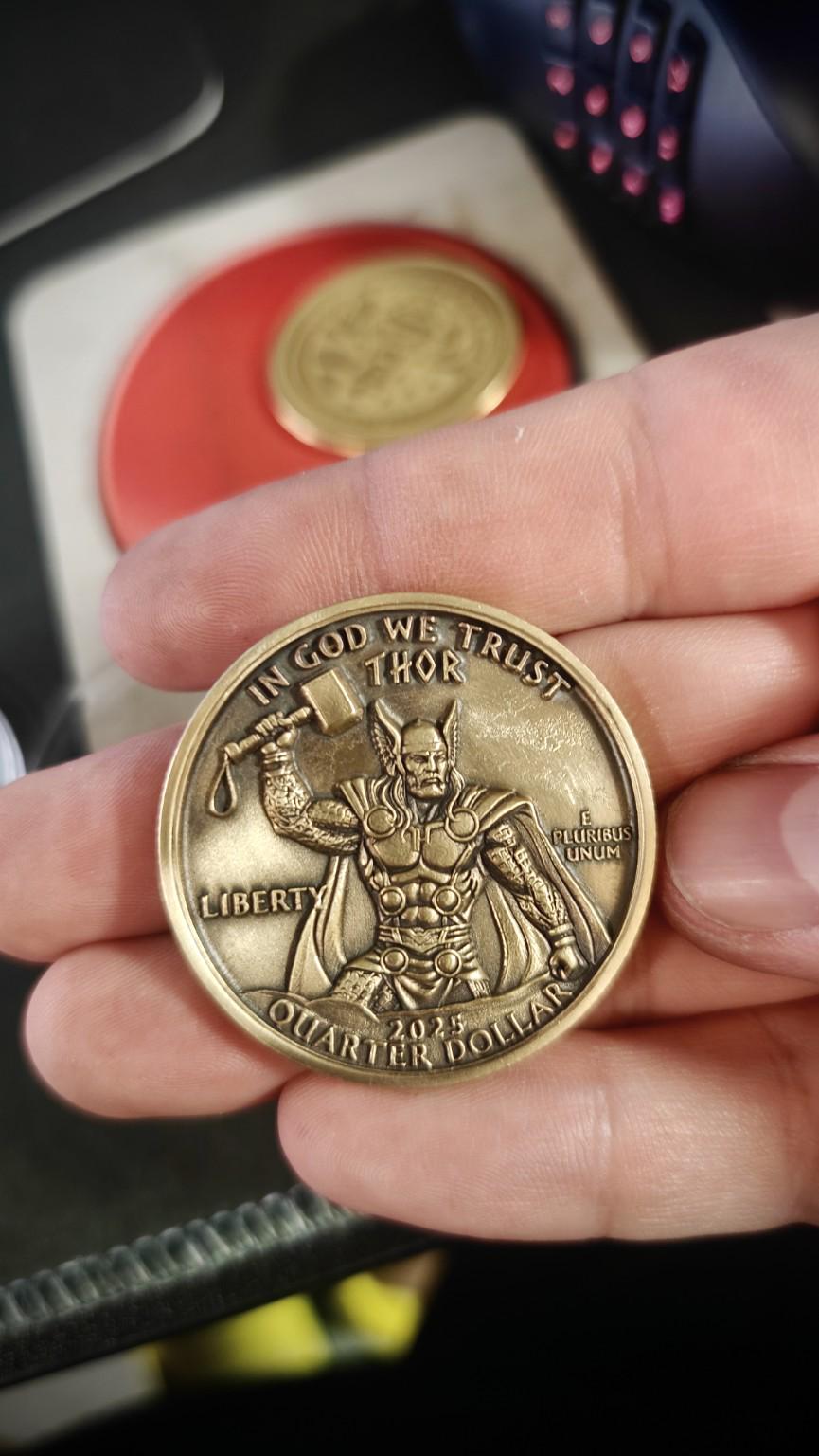 Thor “In God We Trust” Fantasy Coin – Norse Mythology Collectible