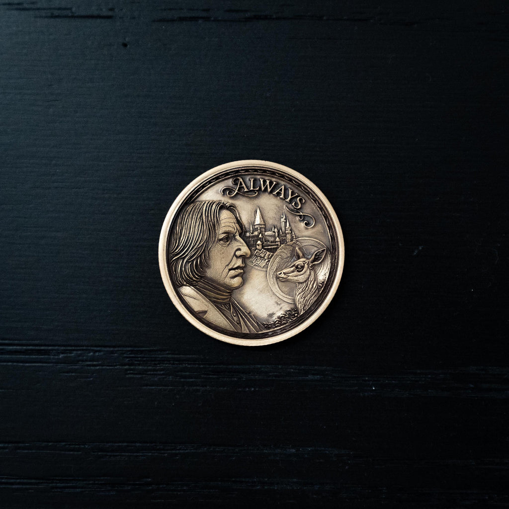 Snape & Dumbledore “Always” Collectible Coin | Lily Tribute | Double-Sided Wizarding Fan Art | Antique Bronze Collector Coin