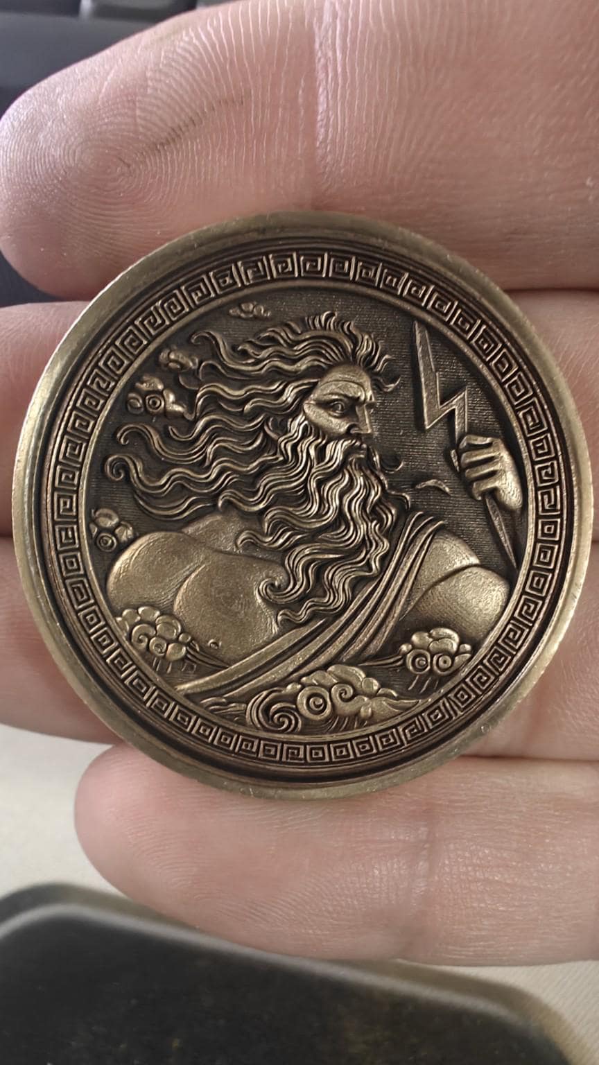 Zeus & Poseidon Dual-Sided Coin | Handcrafted Mythology Coin | Greek Gods Collectible | 40mm Bronze Finish Coin