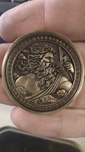 Zeus & Poseidon Dual-Sided Coin | Handcrafted Mythology Coin | Greek Gods Collectible | 40mm Bronze Finish Coin