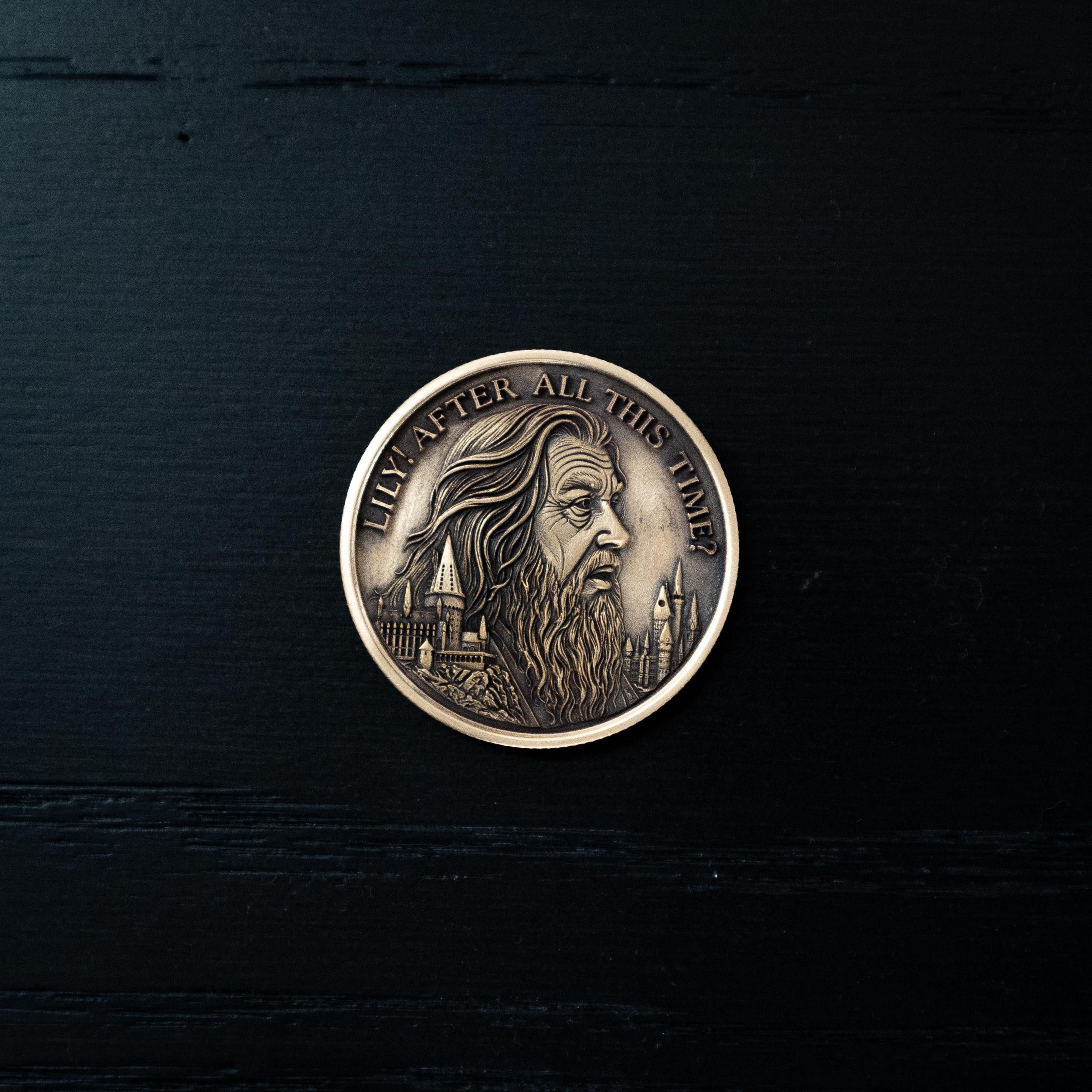 Snape & Dumbledore “Always” Collectible Coin | Lily Tribute | Double-Sided Wizarding Fan Art | Antique Bronze Collector Coin
