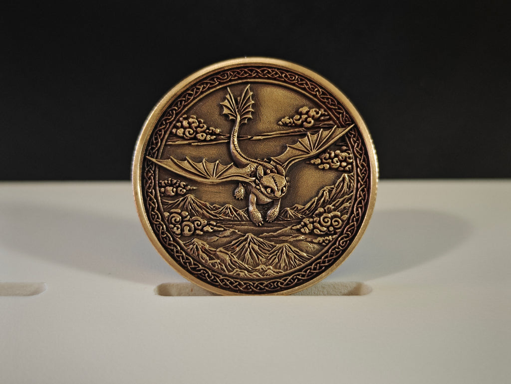 Dragon Rider Coin – Dual-Sided Bronze Fantasy Collectible | 40mm Handmade Medallion | Dragon Companion Coin | Fantasy Collector Gift