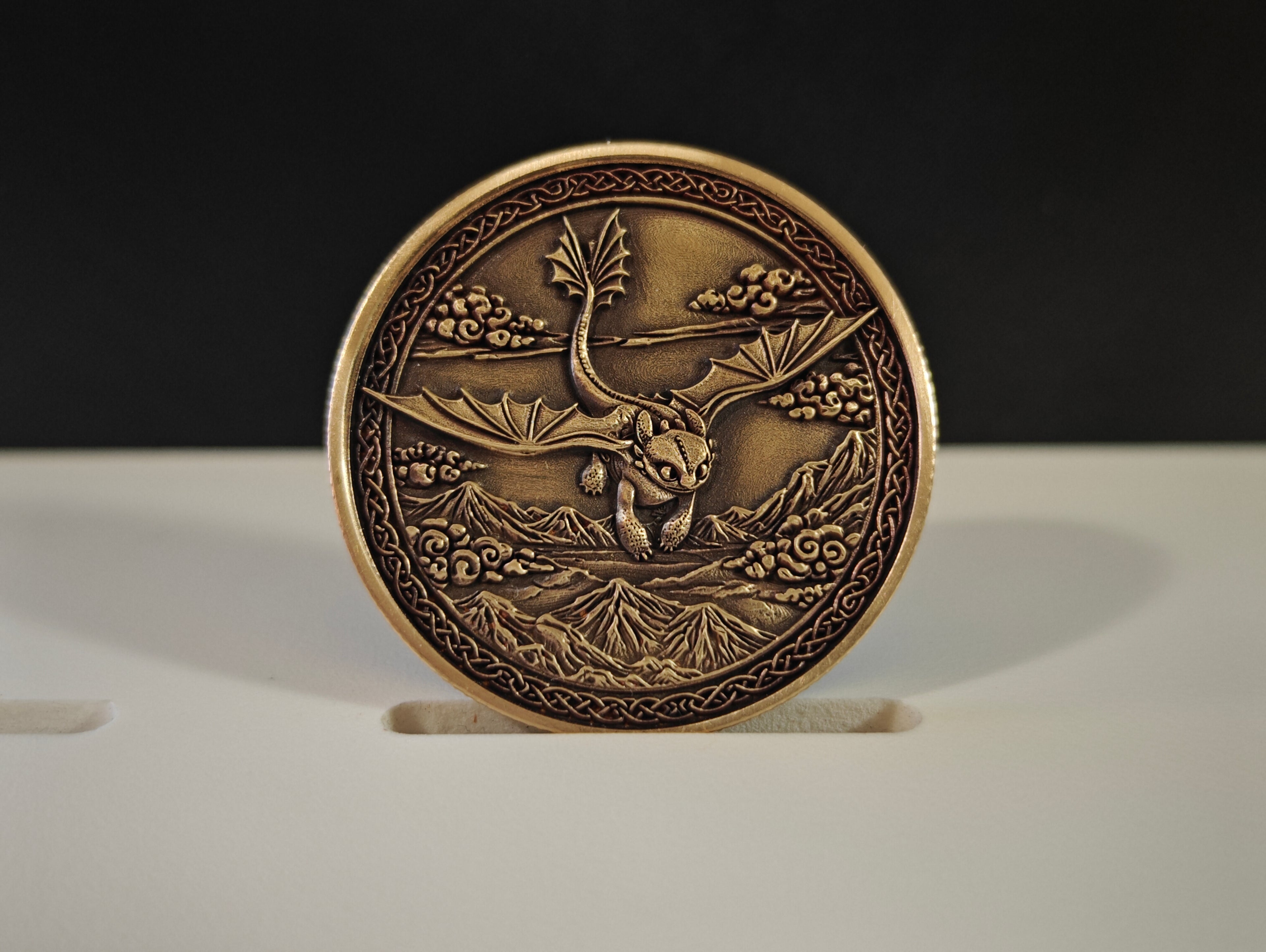 Dragon Rider Coin – Dual-Sided Bronze Fantasy Collectible | 40mm Handmade Medallion | Dragon Companion Coin | Fantasy Collector Gift